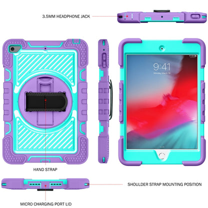 360 Degree Rotation Contrast Color Shockproof Silicone + PC Case with Holder & Hand Grip Strap & Shoulder Strap For iPad mini (2019) / 4(Purple+Mint Green) - iPad mini (2019) / mini 5 Cases by buy2fix | Online Shopping UK | buy2fix