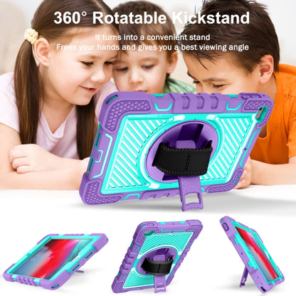 360 Degree Rotation Contrast Color Shockproof Silicone + PC Case with Holder & Hand Grip Strap & Shoulder Strap For iPad mini (2019) / 4(Purple+Mint Green) - iPad mini (2019) / mini 5 Cases by buy2fix | Online Shopping UK | buy2fix