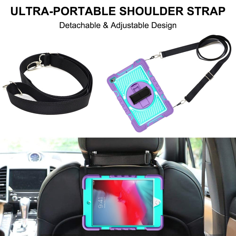 360 Degree Rotation Contrast Color Shockproof Silicone + PC Case with Holder & Hand Grip Strap & Shoulder Strap For iPad mini (2019) / 4(Purple+Mint Green) - iPad mini (2019) / mini 5 Cases by buy2fix | Online Shopping UK | buy2fix