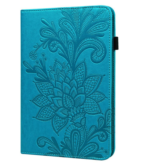 For Samsung Galaxy Tab S8 / Galaxy Tab S7 SM-T870/SM-T875/SM-T876B Lace Flower Embossing Pattern Horizontal Flip Leather Case with Holder & Card Slots & Wallet & Photo Frame(Blue) by buy2fix