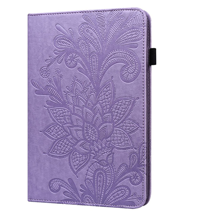 For Samsung Galaxy Tab S8 / Galaxy Tab S7 SM-T870/SM-T875/SM-T876B Lace Flower Embossing Pattern Horizontal Flip Leather Case with Holder & Card Slots & Wallet & Photo Frame(Purple) by buy2fix