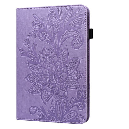 For Samsung Galaxy Tab S8 / Galaxy Tab S7 SM-T870/SM-T875/SM-T876B Lace Flower Embossing Pattern Horizontal Flip Leather Case with Holder & Card Slots & Wallet & Photo Frame(Purple) by buy2fix
