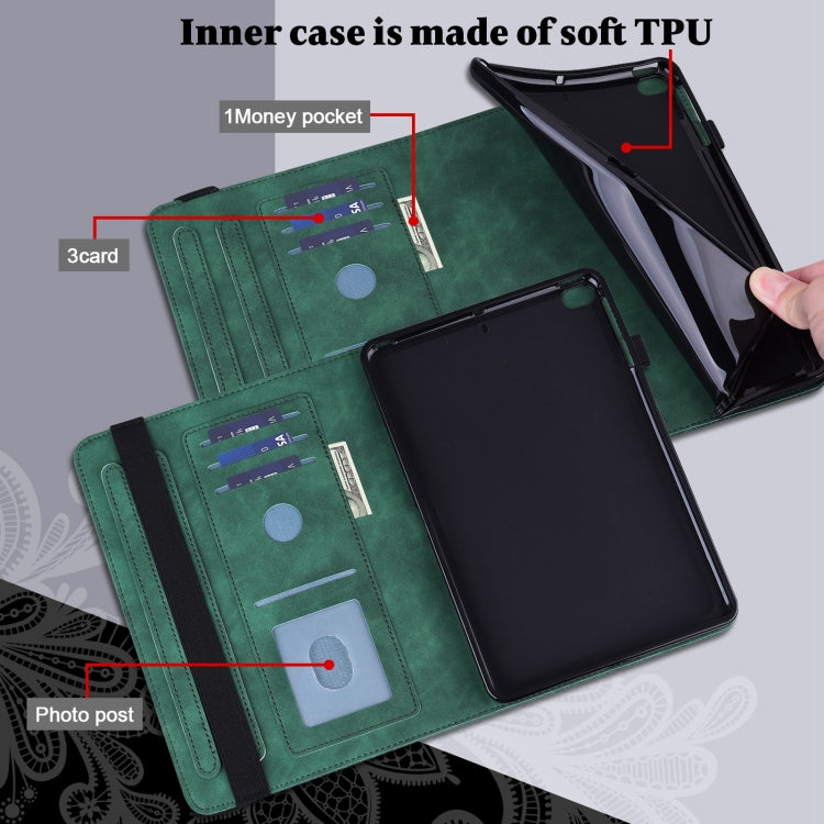 For Samsung Galaxy Tab S8 / Galaxy Tab S7 SM-T870/SM-T875/SM-T876B Lace Flower Embossing Pattern Horizontal Flip Leather Case with Holder & Card Slots & Wallet & Photo Frame(Green) by buy2fix