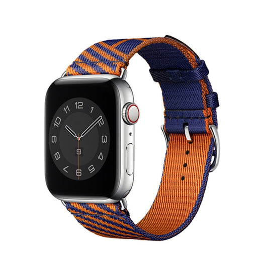 Two-color Nylon Braid Watch Band For Apple Watch Ultra 49mm&Watch Ultra 2 49mm / Series 9&8&7 45mm / SE 3&SE 2&6&SE&5&4 44mm / 3&2&1 42mm(Blue+Orange) by buy2fix