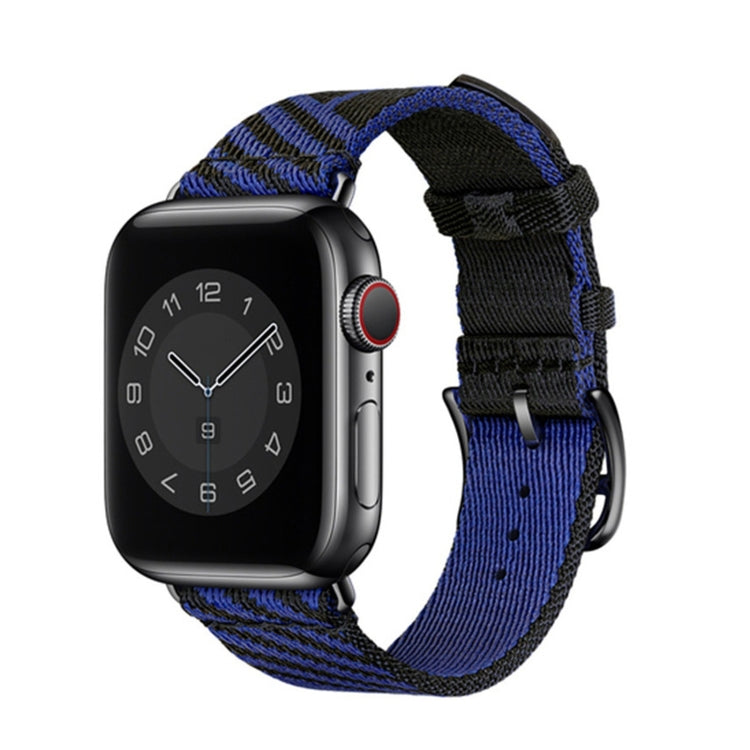 Two-color Nylon Braid Watch Band For Apple Watch Ultra 49mm&Watch Ultra 2 49mm / Series 9&8&7 45mm / SE 3&SE 2&6&SE&5&4 44mm / 3&2&1 42mm(Black+Blue) by buy2fix