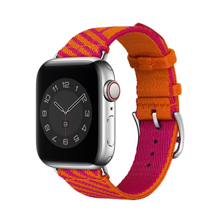 Two-color Nylon Braid Watch Band For Apple Watch Ultra 49mm&Watch Ultra 2 49mm / Series 9&8&7 45mm / SE 3&SE 2&6&SE&5&4 44mm / 3&2&1 42mm(Orange+Pink) by buy2fix