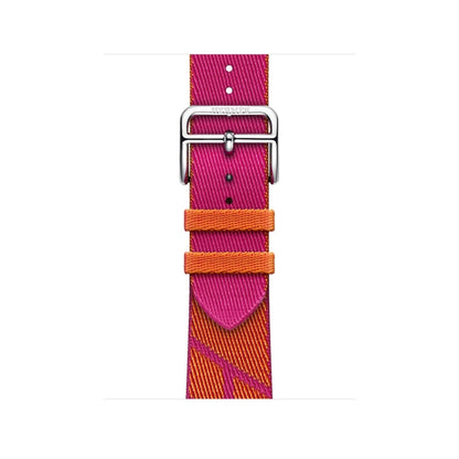 Two-color Nylon Braid Watch Band For Apple Watch Ultra 49mm&Watch Ultra 2 49mm / Series 9&8&7 45mm / SE 3&SE 2&6&SE&5&4 44mm / 3&2&1 42mm(Orange+Pink) by buy2fix