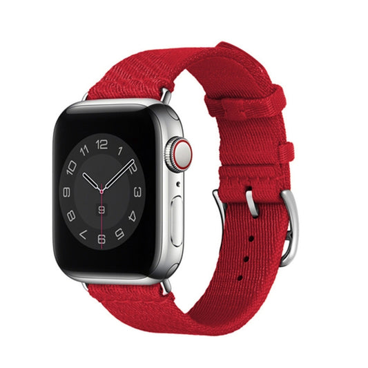 Two-color Nylon Braid Watch Band For Apple Watch Ultra 49mm&Watch Ultra 2 49mm / Series 9&8&7 45mm / SE 3&SE 2&6&SE&5&4 44mm / 3&2&1 42mm(Rose Red) by buy2fix