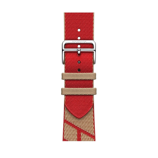 Two-color Nylon Braid Watch Band For Apple Watch Ultra 49mm&Watch Ultra 2 49mm / Series 9&8&7 45mm / SE 3&SE 2&6&SE&5&4 44mm / 3&2&1 42mm(Khaki+Red) by buy2fix