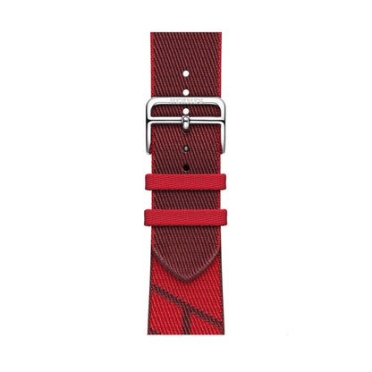 Two-color Nylon Braid Watch Band For Apple Watch Ultra 49mm&Watch Ultra 2 49mm / Series 9&8&7 45mm / SE 3&SE 2&6&SE&5&4 44mm / 3&2&1 42mm(Dark Red+Red) by buy2fix