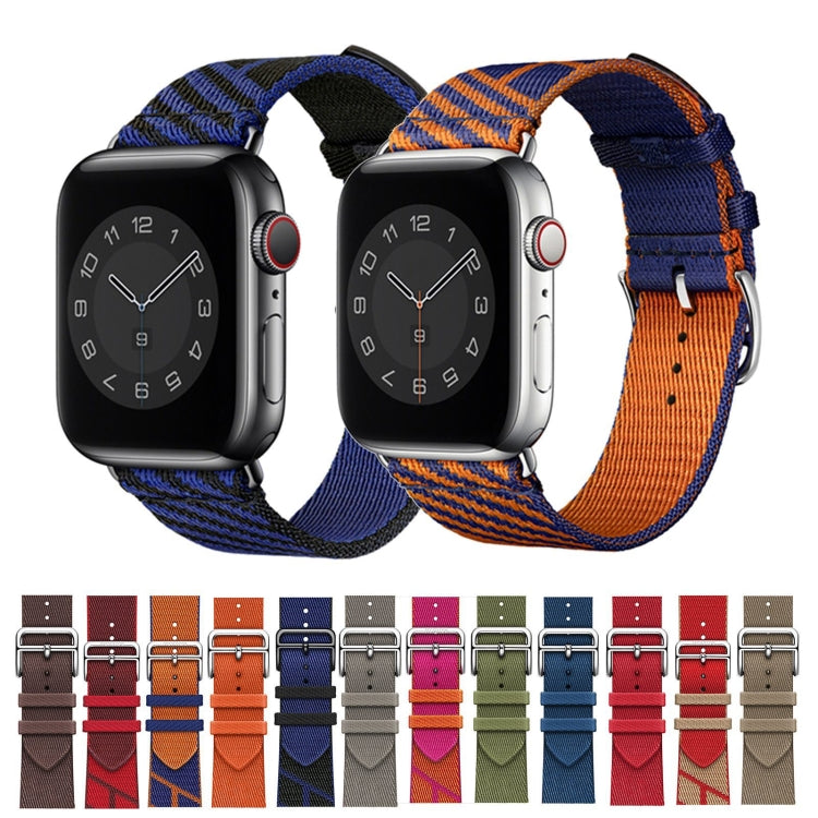 Two-color Nylon Braid Watch Band For Apple Watch Ultra 49mm&Watch Ultra 2 49mm / Series 9&8&7 45mm / SE 3&SE 2&6&SE&5&4 44mm / 3&2&1 42mm(Dark Brown) by buy2fix