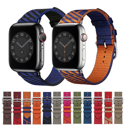 Two-color Nylon Braid Watch Band For Apple Watch Ultra 49mm&Watch Ultra 2 49mm / Series 9&8&7 45mm / SE 3&SE 2&6&SE&5&4 44mm / 3&2&1 42mm(Dark Brown) by buy2fix