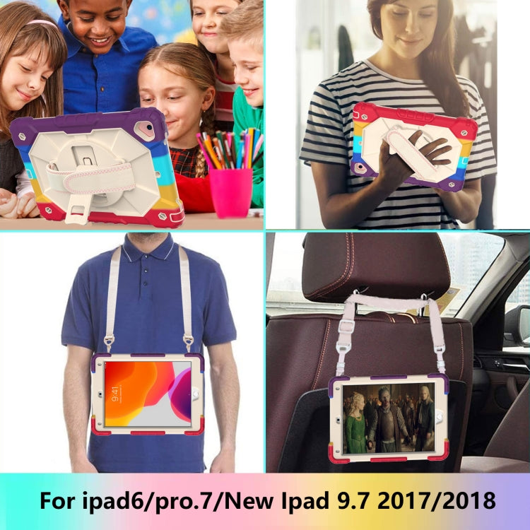 Contrast Color Robot Shockproof Silicon + PC Protective Case with Holder & Shoulder Strap For iPad 9.7 (2018) & (2017) / Air 2 / Air(Colorful Red) - iPad 9.7 (2018) & (2017) Cases by buy2fix | Online Shopping UK | buy2fix