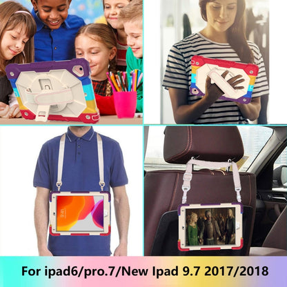 Contrast Color Robot Shockproof Silicon + PC Protective Case with Holder & Shoulder Strap For iPad 9.7 (2018) & (2017) / Air 2 / Air(Colorful Red) - iPad 9.7 (2018) & (2017) Cases by buy2fix | Online Shopping UK | buy2fix