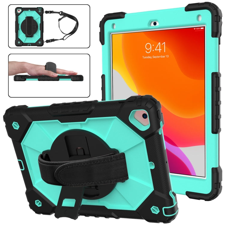 Contrast Color Robot Shockproof Silicon + PC Protective Case with Holder & Shoulder Strap For iPad 9.7 (2018) & (2017) / Air 2 / Air(Black+Mint) - iPad 9.7 (2018) & (2017) Cases by buy2fix | Online Shopping UK | buy2fix