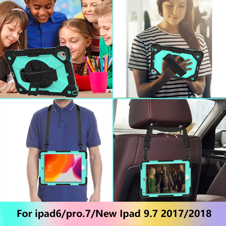 Contrast Color Robot Shockproof Silicon + PC Protective Case with Holder & Shoulder Strap For iPad 9.7 (2018) & (2017) / Air 2 / Air(Black+Mint) - iPad 9.7 (2018) & (2017) Cases by buy2fix | Online Shopping UK | buy2fix