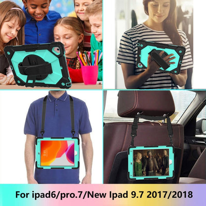 Contrast Color Robot Shockproof Silicon + PC Protective Case with Holder & Shoulder Strap For iPad 9.7 (2018) & (2017) / Air 2 / Air(Black+Mint) - iPad 9.7 (2018) & (2017) Cases by buy2fix | Online Shopping UK | buy2fix