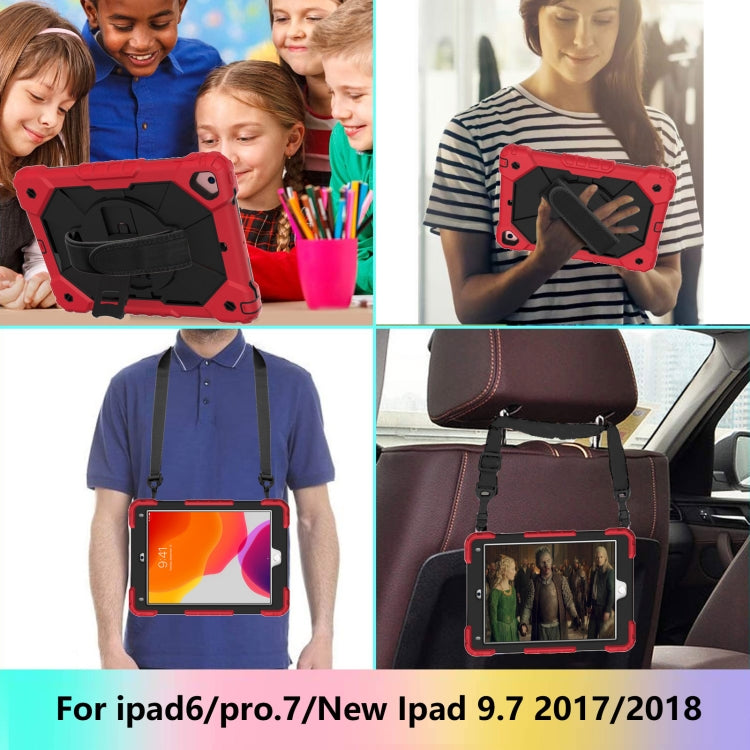 Contrast Color Robot Shockproof Silicon + PC Protective Case with Holder & Shoulder Strap For iPad 9.7 (2018) & (2017) / Air 2 / Air(Red+Black) - iPad 9.7 (2018) & (2017) Cases by buy2fix | Online Shopping UK | buy2fix