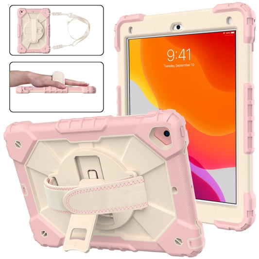 Contrast Color Robot Shockproof Silicon + PC Protective Case with Holder & Shoulder Strap For iPad 9.7 (2018) & (2017) / Air 2 / Air(Rose Gold+Beige) - iPad 9.7 (2018) & (2017) Cases by buy2fix | Online Shopping UK | buy2fix
