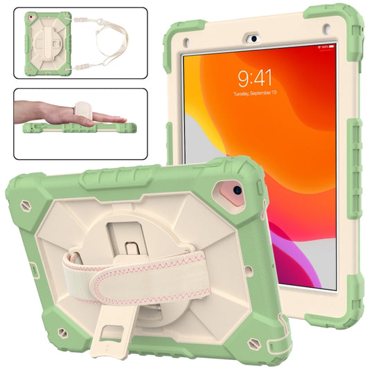 Contrast Color Robot Shockproof Silicon + PC Protective Case with Holder & Shoulder Strap For iPad 9.7 (2018) & (2017) / Air 2 / Air(Matcha Green+Beige) - iPad 9.7 (2018) & (2017) Cases by buy2fix | Online Shopping UK | buy2fix
