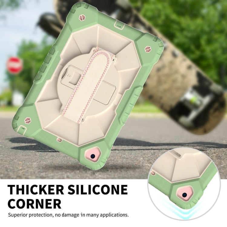 Contrast Color Robot Shockproof Silicon + PC Protective Case with Holder & Shoulder Strap For iPad 9.7 (2018) & (2017) / Air 2 / Air(Matcha Green+Beige) - iPad 9.7 (2018) & (2017) Cases by buy2fix | Online Shopping UK | buy2fix
