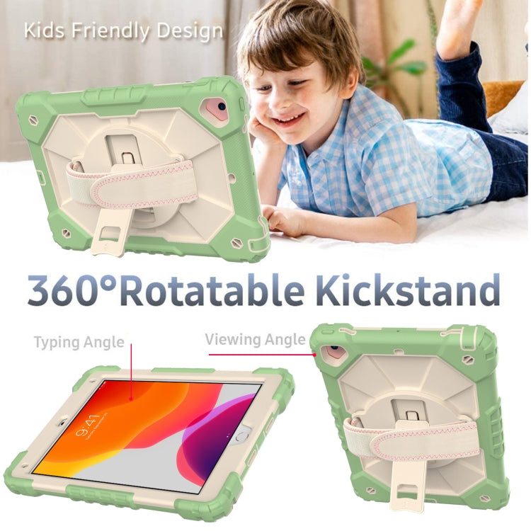 Contrast Color Robot Shockproof Silicon + PC Protective Case with Holder & Shoulder Strap For iPad 9.7 (2018) & (2017) / Air 2 / Air(Matcha Green+Beige) - iPad 9.7 (2018) & (2017) Cases by buy2fix | Online Shopping UK | buy2fix