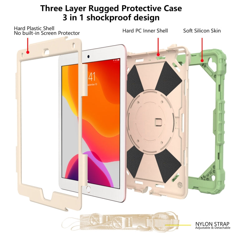 Contrast Color Robot Shockproof Silicon + PC Protective Case with Holder & Shoulder Strap For iPad 9.7 (2018) & (2017) / Air 2 / Air(Matcha Green+Beige) - iPad 9.7 (2018) & (2017) Cases by buy2fix | Online Shopping UK | buy2fix
