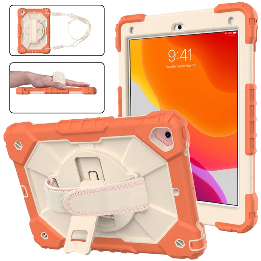 Contrast Color Robot Shockproof Silicon + PC Protective Case with Holder & Shoulder Strap For iPad 9.7 (2018) & (2017) / Air 2 / Air(Coral Orange+Beige) - iPad 9.7 (2018) & (2017) Cases by buy2fix | Online Shopping UK | buy2fix