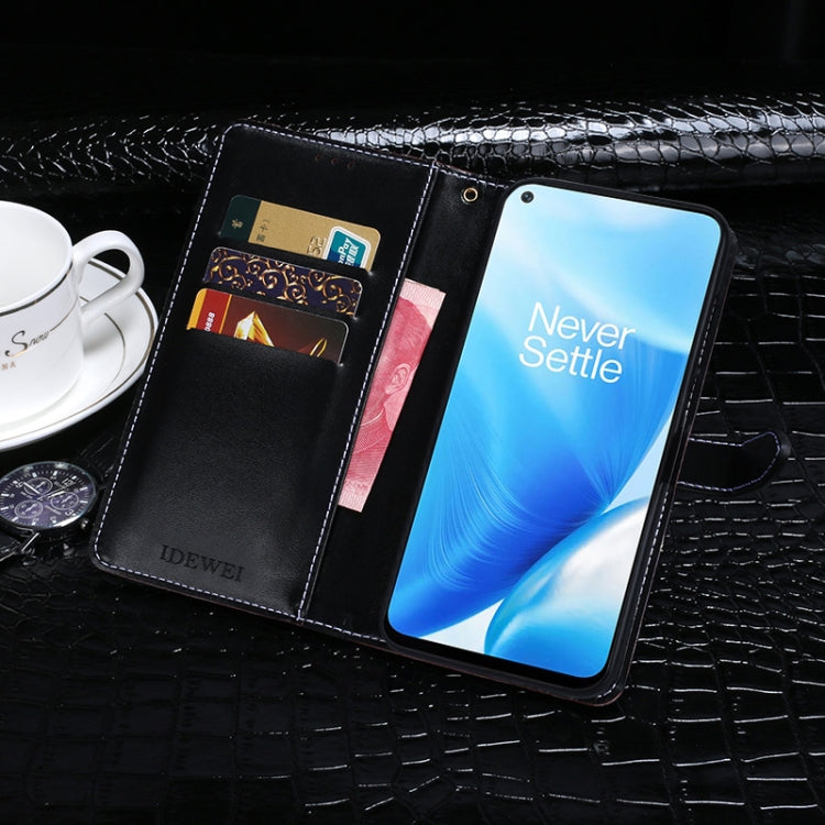 For OnePlus Nord N200 5G idewei Crocodile Texture Horizontal Flip Leather Case with Holder & Card Slots & Wallet(Dark Blue) - OnePlus Cases by idewei | Online Shopping UK | buy2fix
