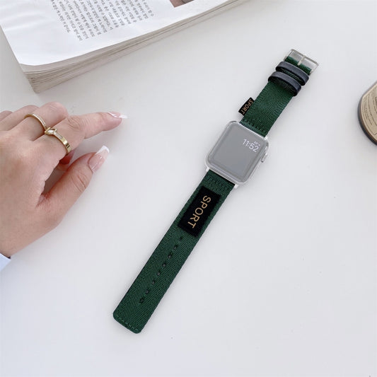 Nylon Watch Band For Apple Watch Ultra 49mm&Watch Ultra 2 49mm / Series 9&8&7 45mm / SE 3&SE 2&6&SE&5&4 44mm / 3&2&1 42mm(Dark Green) by buy2fix