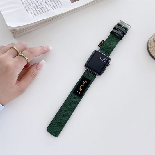 Nylon Watch Band For Apple Watch Ultra 49mm&Watch Ultra 2 49mm / Series 9&8&7 45mm / SE 3&SE 2&6&SE&5&4 44mm / 3&2&1 42mm(Dark Green) by buy2fix