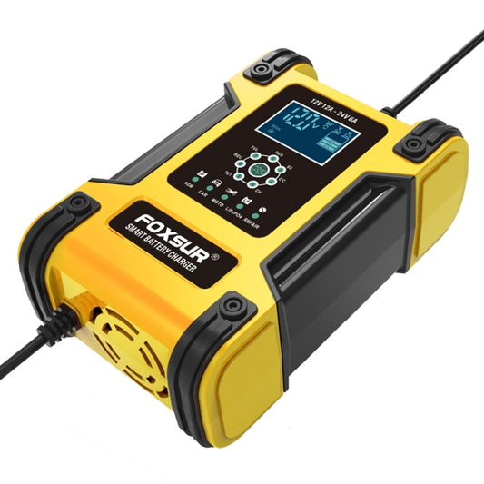 FOXSUR 12A / 12V / 24V Car / Motorcycle 7-stage Lead-acid Battery AGM Charger, Plug Type:US Plug(Yellow) - Battery Charger by FOXSUR | Online Shopping UK | buy2fix
