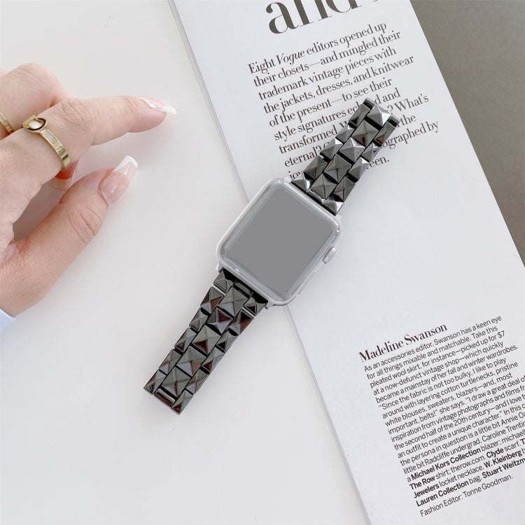 Rhombic Grid Ceramics Watch Band For Apple Watch Ultra 49mm&Watch Ultra 2 49mm / Series 9&8&7 45mm / SE 3&SE 2&6&SE&5&4 44mm / 3&2&1 42mm(Black) by buy2fix