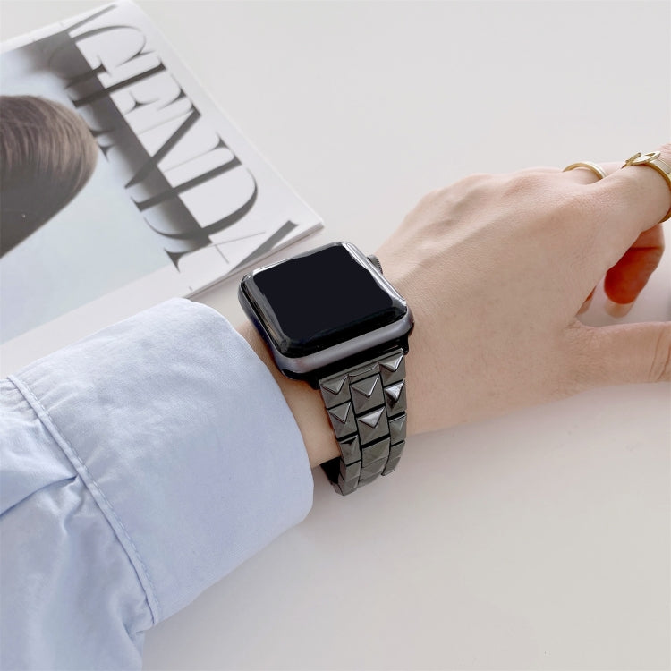 Rhombic Grid Ceramics Watch Band For Apple Watch Ultra 49mm&Watch Ultra 2 49mm / Series 9&8&7 45mm / SE 3&SE 2&6&SE&5&4 44mm / 3&2&1 42mm(Black) by buy2fix