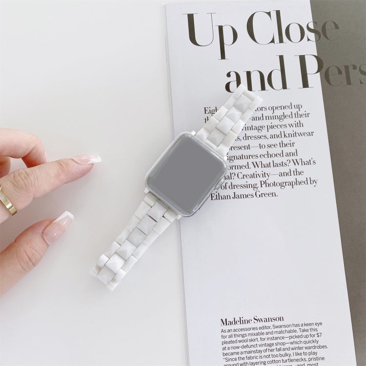 Rhombic Grid Ceramics Watch Band For Apple Watch Ultra 49mm&Watch Ultra 2 49mm / Series 9&8&7 45mm / SE 3&SE 2&6&SE&5&4 44mm / 3&2&1 42mm(White) by buy2fix