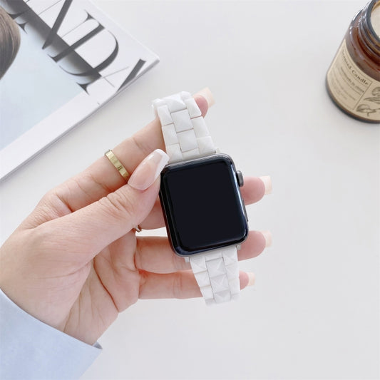 Rhombic Grid Ceramics Watch Band For Apple Watch Ultra 49mm&Watch Ultra 2 49mm / Series 9&8&7 45mm / SE 3&SE 2&6&SE&5&4 44mm / 3&2&1 42mm(White) by buy2fix