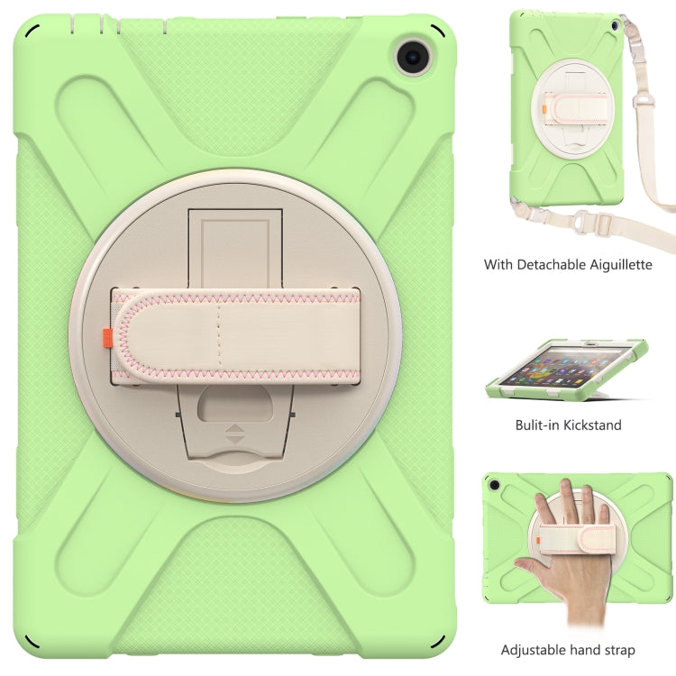 For Amazon Kindle Fire HD 10 2021 Silicone + PC Protective Case with Holder & Shoulder Strap(Matcha Green) - Amazon by buy2fix | Online Shopping UK | buy2fix