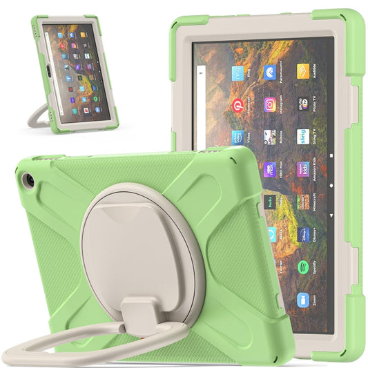 Silicone + PC Protective Case with Holder & Shoulder Strap For Amazon Kindle Fire HD 10 2021(Matcha Green) - Amazon by buy2fix | Online Shopping UK | buy2fix
