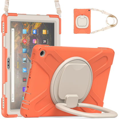 Silicone + PC Protective Case with Holder & Shoulder Strap For Amazon Kindle Fire HD 10 2021(Living Coral) - Amazon by buy2fix | Online Shopping UK | buy2fix