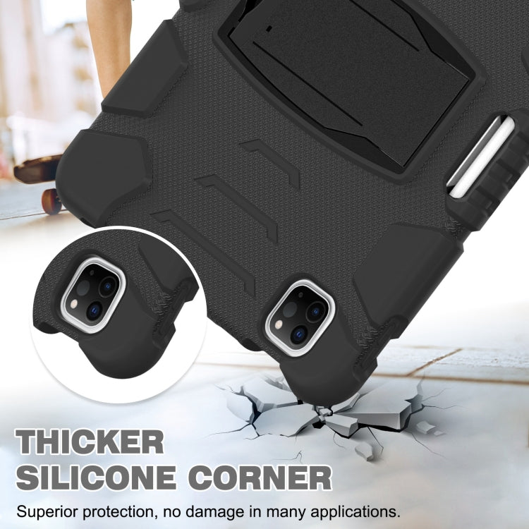 For iPad Pro 11 2022 / 2021 / 2020 / 2018 3-Layer Protection Screen Frame + PC + Silicone Shockproof Combination Tablet Case with Holder(Black+Black) - iPad Pro 11 (2022/2021) Cases by buy2fix | Online Shopping UK | buy2fix