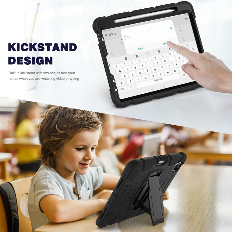 For iPad Pro 11 2022 / 2021 / 2020 / 2018 3-Layer Protection Screen Frame + PC + Silicone Shockproof Combination Tablet Case with Holder(Black+Black) - iPad Pro 11 (2022/2021) Cases by buy2fix | Online Shopping UK | buy2fix