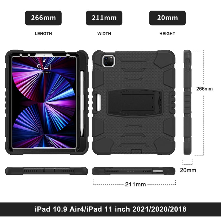 For iPad Pro 11 2022 / 2021 / 2020 / 2018 3-Layer Protection Screen Frame + PC + Silicone Shockproof Combination Tablet Case with Holder(Black+Black) - iPad Pro 11 (2022/2021) Cases by buy2fix | Online Shopping UK | buy2fix