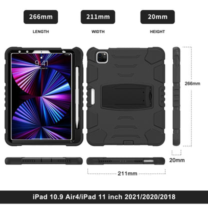 For iPad Pro 11 2022 / 2021 / 2020 / 2018 3-Layer Protection Screen Frame + PC + Silicone Shockproof Combination Tablet Case with Holder(Black+Black) - iPad Pro 11 (2022/2021) Cases by buy2fix | Online Shopping UK | buy2fix