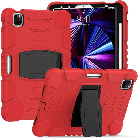 For iPad Pro 11 2022 / 2021 / 2020 / 2018 3-Layer Protection Screen Frame + PC + Silicone Shockproof Combination Tablet Case with Holder(Red+Black) - iPad Pro 11 (2022/2021) Cases by buy2fix | Online Shopping UK | buy2fix