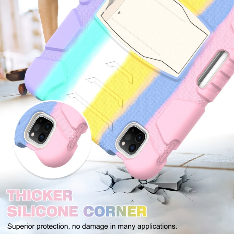 For iPad Pro 11 2022 / 2021 / 2020 / 2018 3-Layer Protection Screen Frame + PC + Silicone Shockproof Combination Tablet Case with Holder(Colorful Pink) - iPad Pro 11 (2022/2021) Cases by buy2fix | Online Shopping UK | buy2fix
