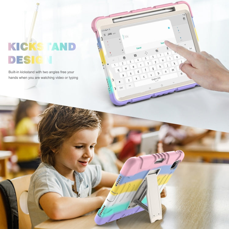 For iPad Pro 11 2022 / 2021 / 2020 / 2018 3-Layer Protection Screen Frame + PC + Silicone Shockproof Combination Tablet Case with Holder(Colorful Pink) - iPad Pro 11 (2022/2021) Cases by buy2fix | Online Shopping UK | buy2fix