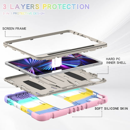 For iPad Pro 11 2022 / 2021 / 2020 / 2018 3-Layer Protection Screen Frame + PC + Silicone Shockproof Combination Tablet Case with Holder(Colorful Pink) - iPad Pro 11 (2022/2021) Cases by buy2fix | Online Shopping UK | buy2fix