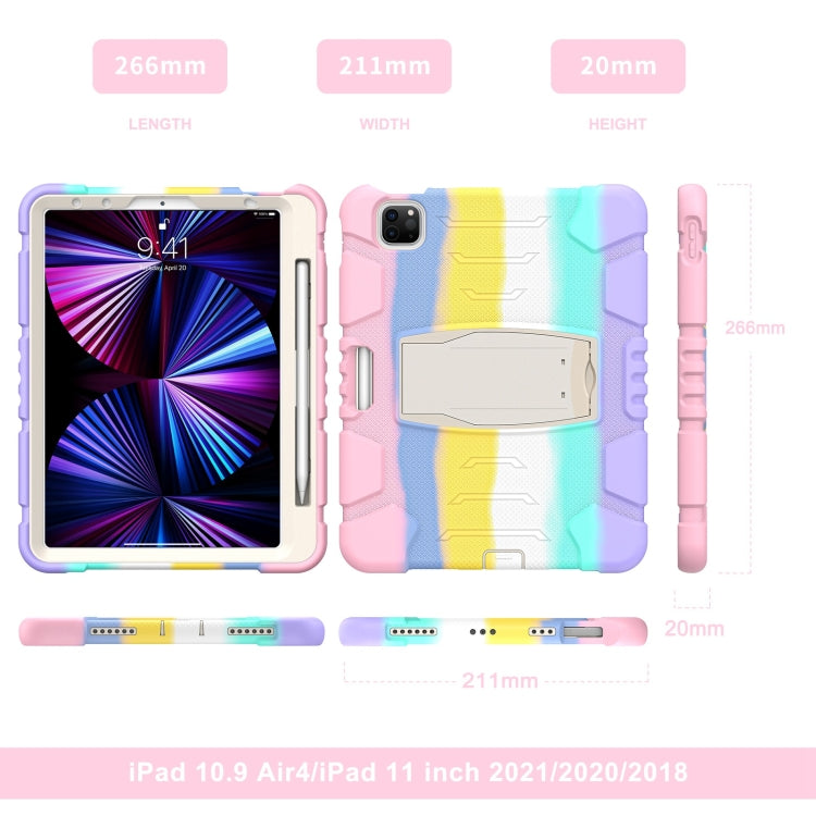 For iPad Pro 11 2022 / 2021 / 2020 / 2018 3-Layer Protection Screen Frame + PC + Silicone Shockproof Combination Tablet Case with Holder(Colorful Pink) - iPad Pro 11 (2022/2021) Cases by buy2fix | Online Shopping UK | buy2fix