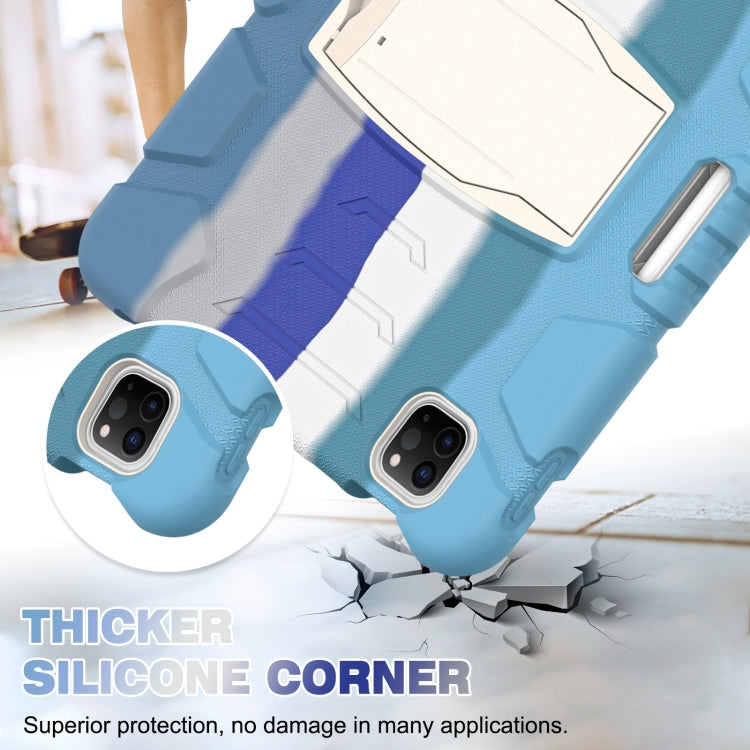 For iPad Pro 11 2022 / 2021 / 2020 / 2018 3-Layer Protection Screen Frame + PC + Silicone Shockproof Combination Tablet Case with Holder(Colorful Blue) - iPad Pro 11 (2022/2021) Cases by buy2fix | Online Shopping UK | buy2fix