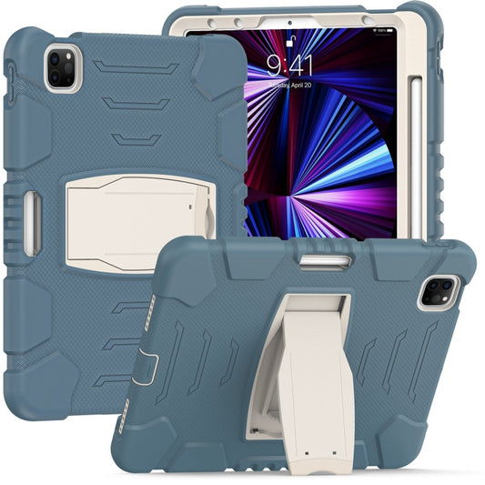For iPad Pro 11 2022 / 2021 / 2020 / 2018 3-Layer Protection Screen Frame + PC + Silicone Shockproof Combination Tablet Case with Holder(Cornflower Blue) - iPad Pro 11 (2022/2021) Cases by buy2fix | Online Shopping UK | buy2fix